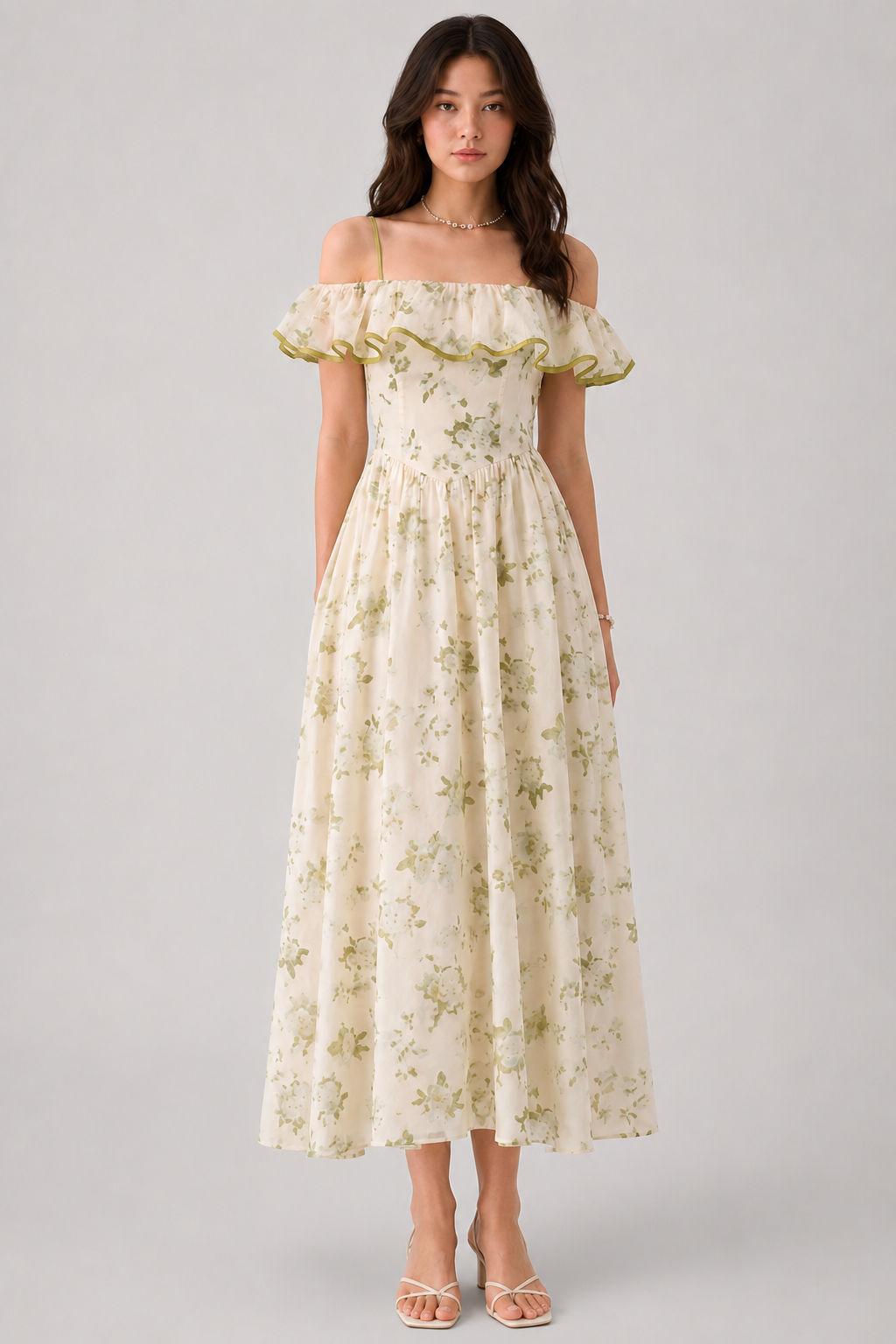 Green Floral Dress For Women In Summer