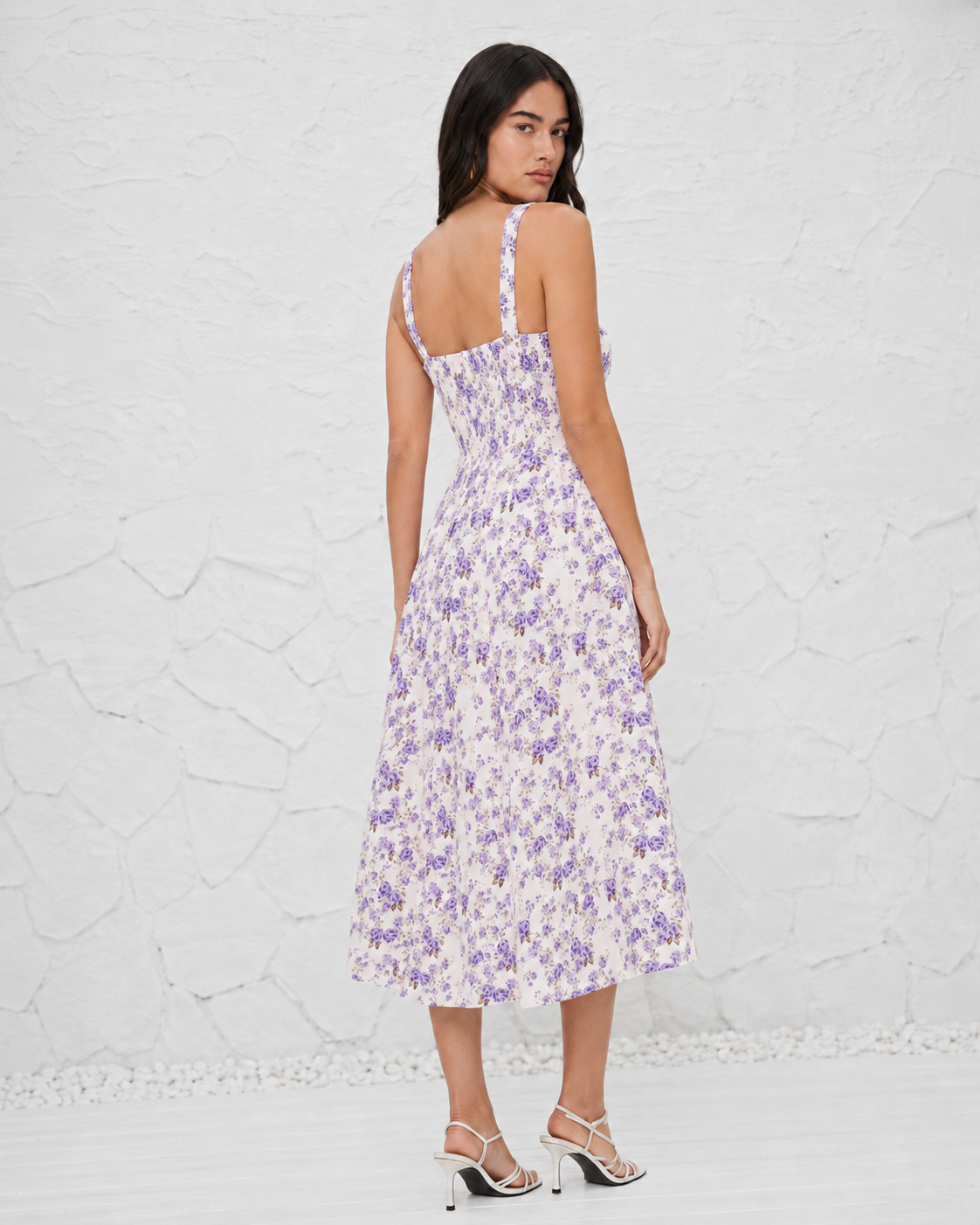 French-style Slip Dress With Side Slit And Print For Women