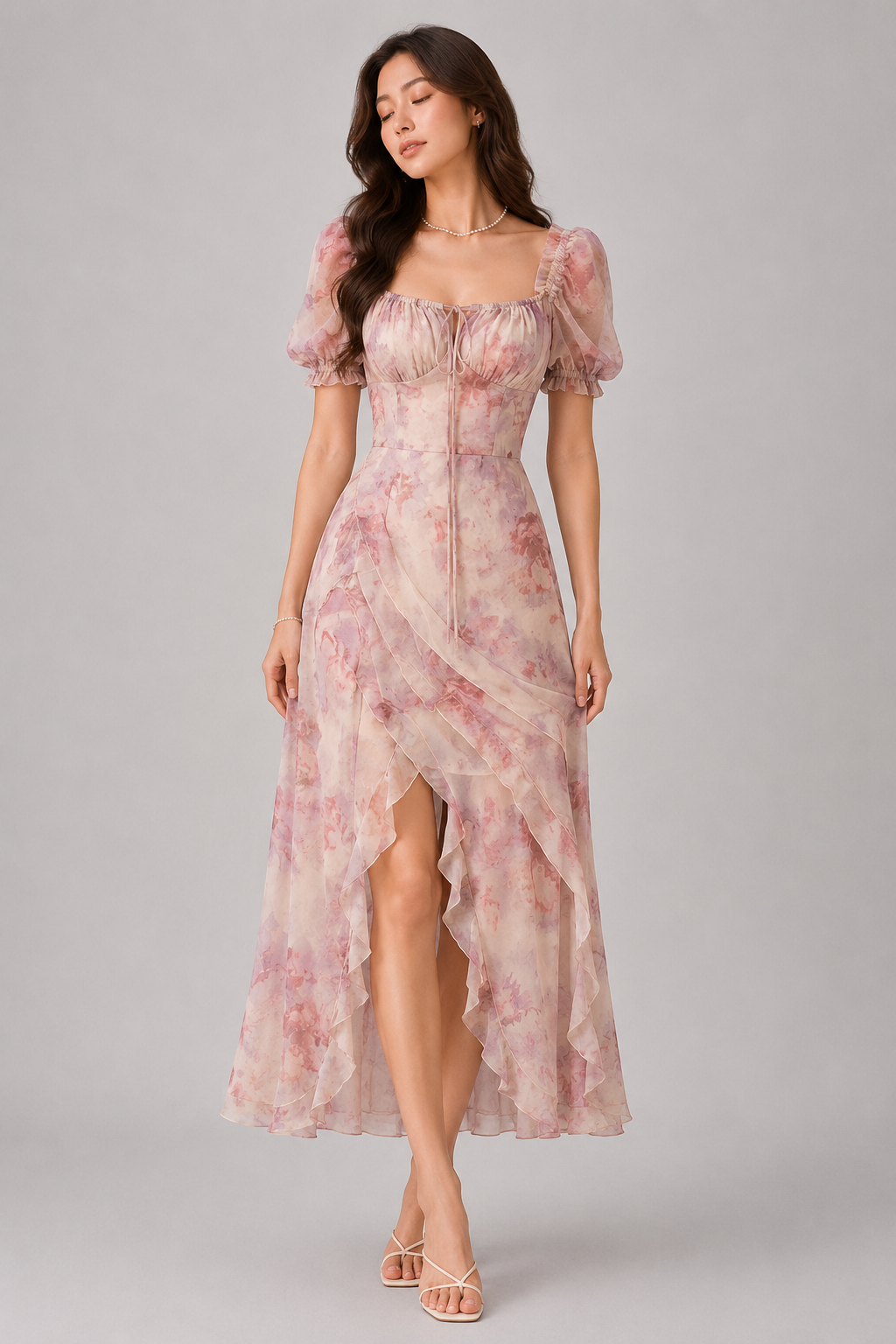 Pink Floral Dress For Women In Summer