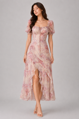 Pink Floral Dress For Women In Summer