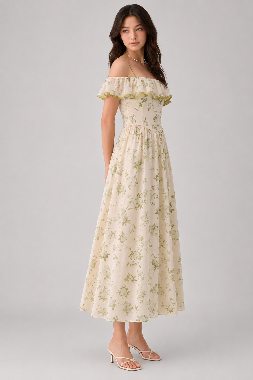 Green Floral Dress For Women In Summer