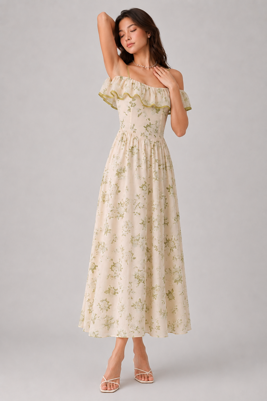 Green Floral Dress For Women In Summer