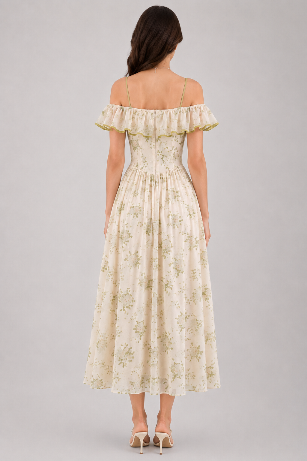 Green Floral Dress For Women In Summer