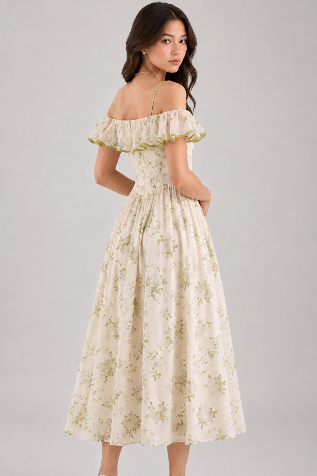 Green Floral Dress For Women In Summer