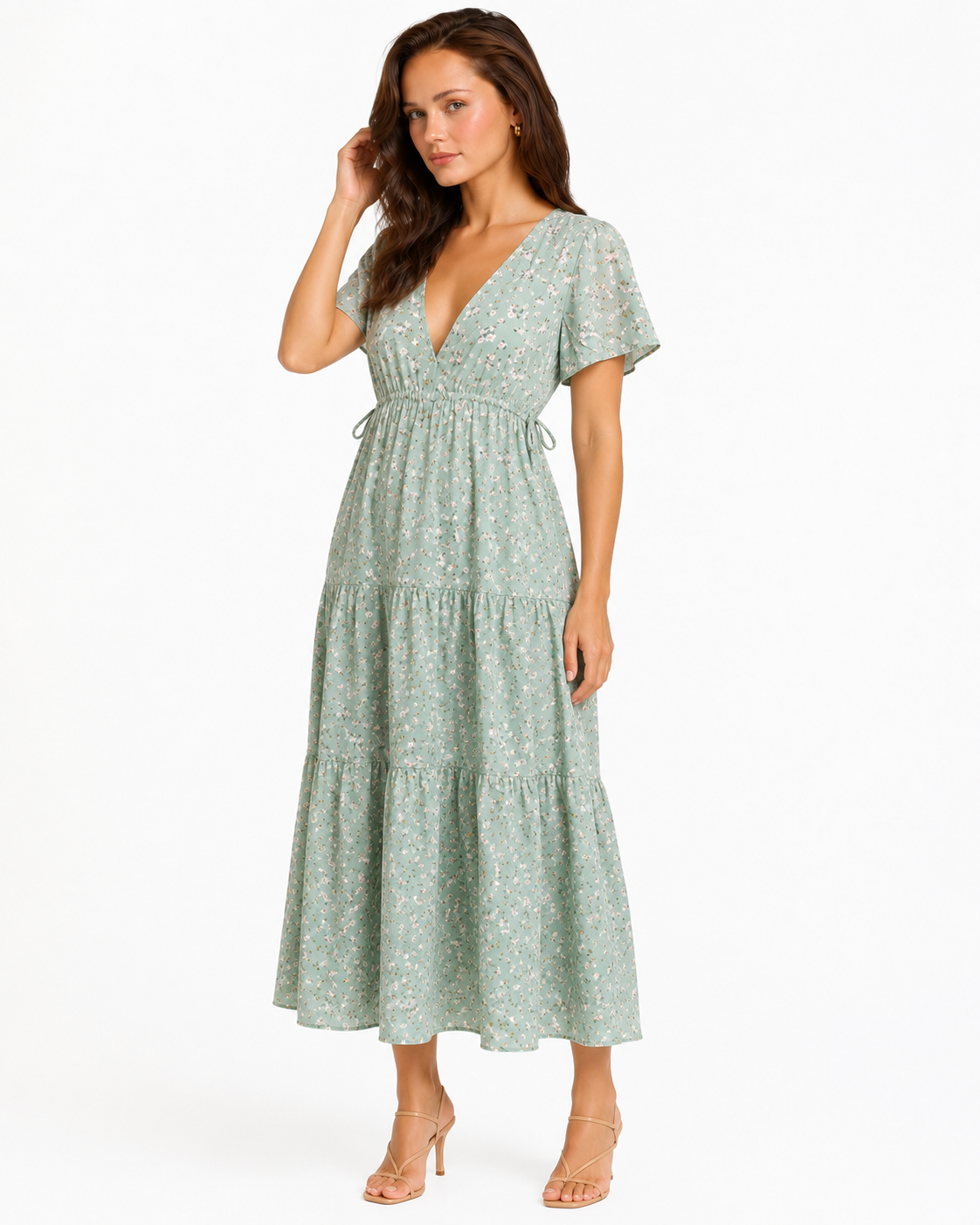Long Dress Women Summer Boho Sexy Flowers Dress With V-neck