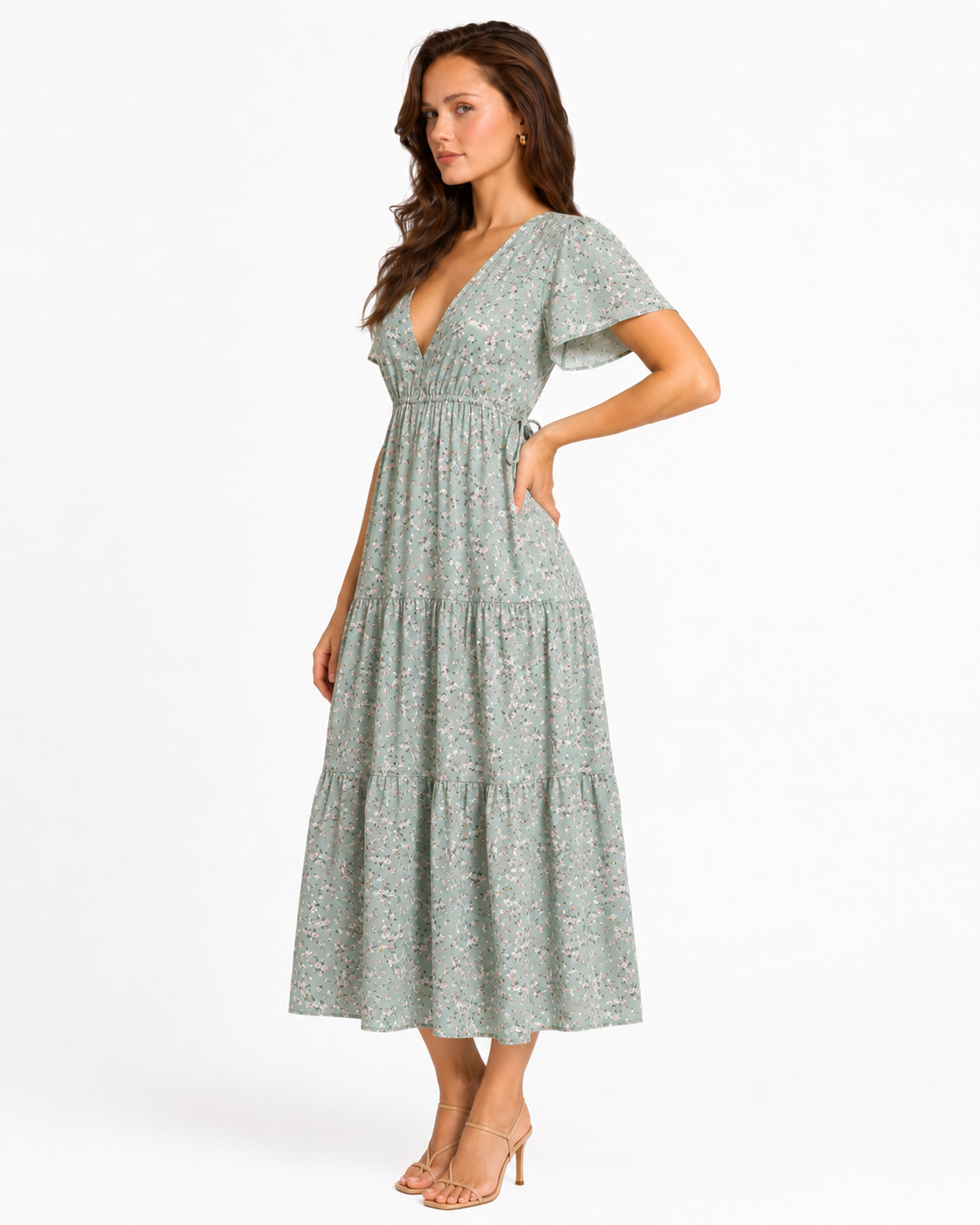 Long Dress Women Summer Boho Sexy Flowers Dress With V-neck