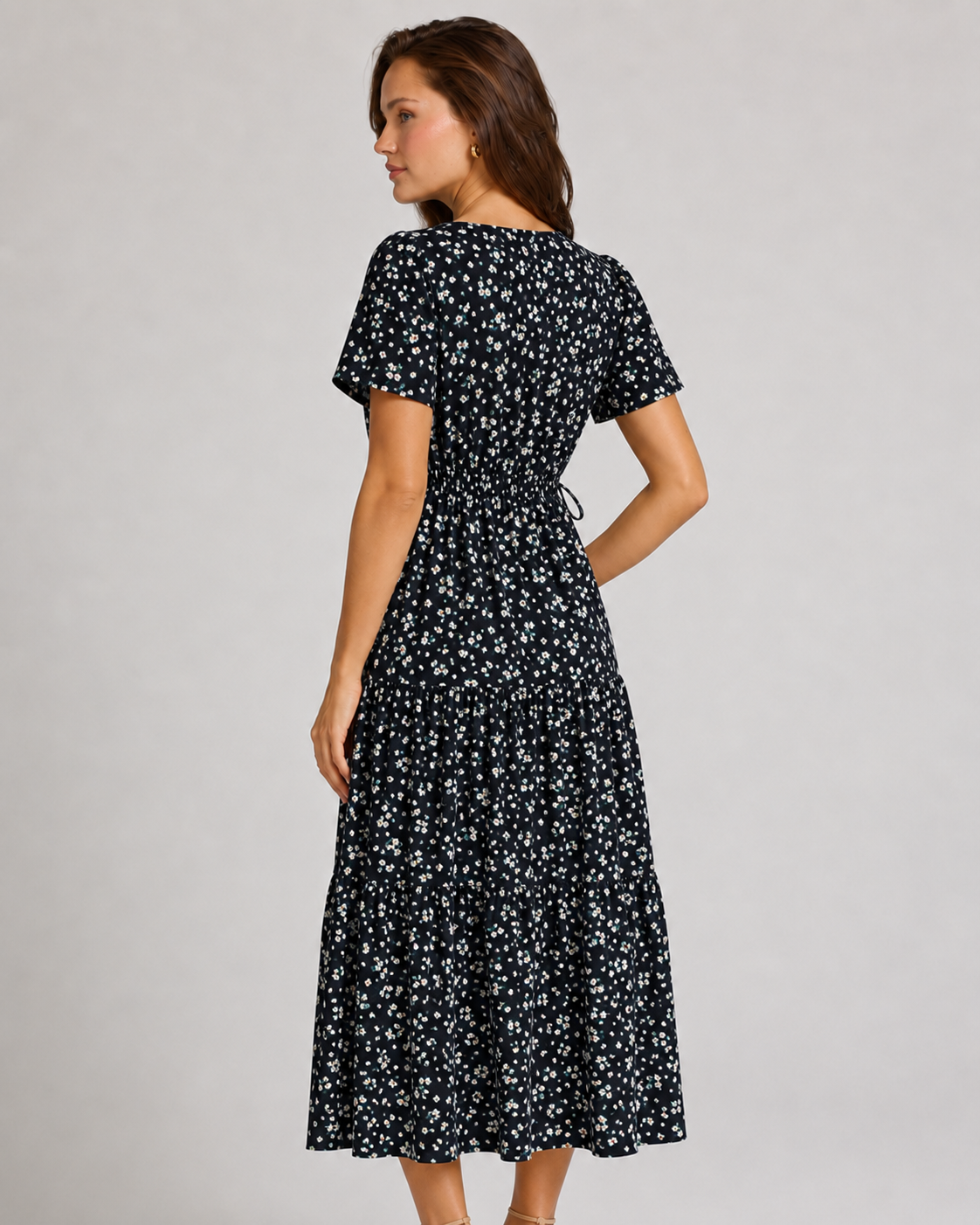 Long Dress Women Summer Boho Sexy Flowers Dress With V-neck