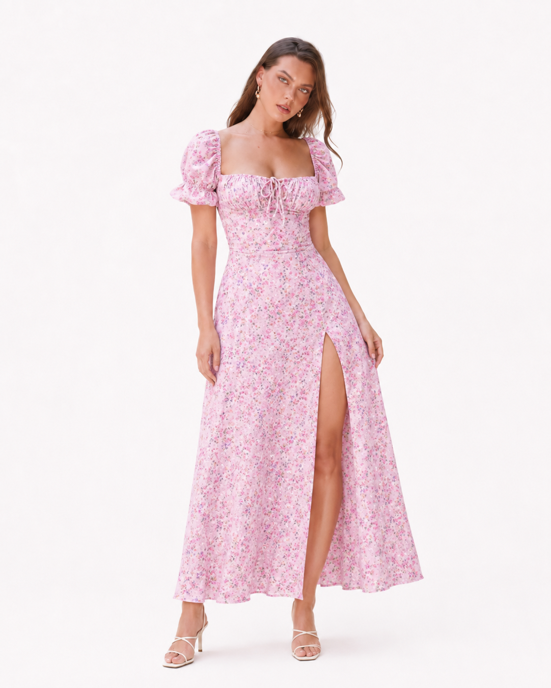 Fashion Puff Sleeve Floral Dress Summer