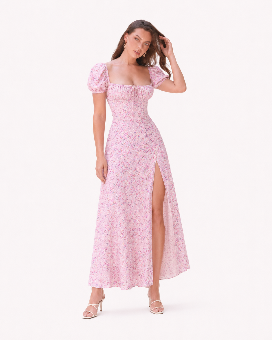 Fashion Puff Sleeve Floral Dress Summer