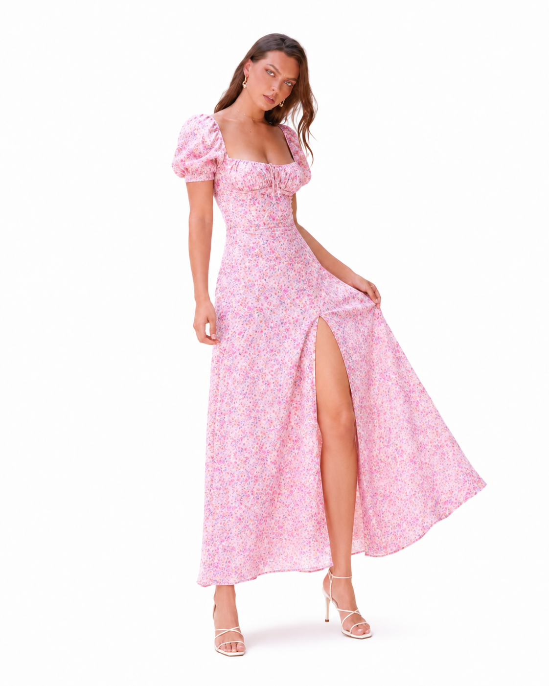 Fashion Puff Sleeve Floral Dress Summer