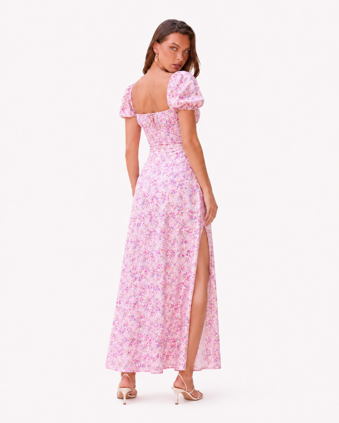 Fashion Puff Sleeve Floral Dress Summer