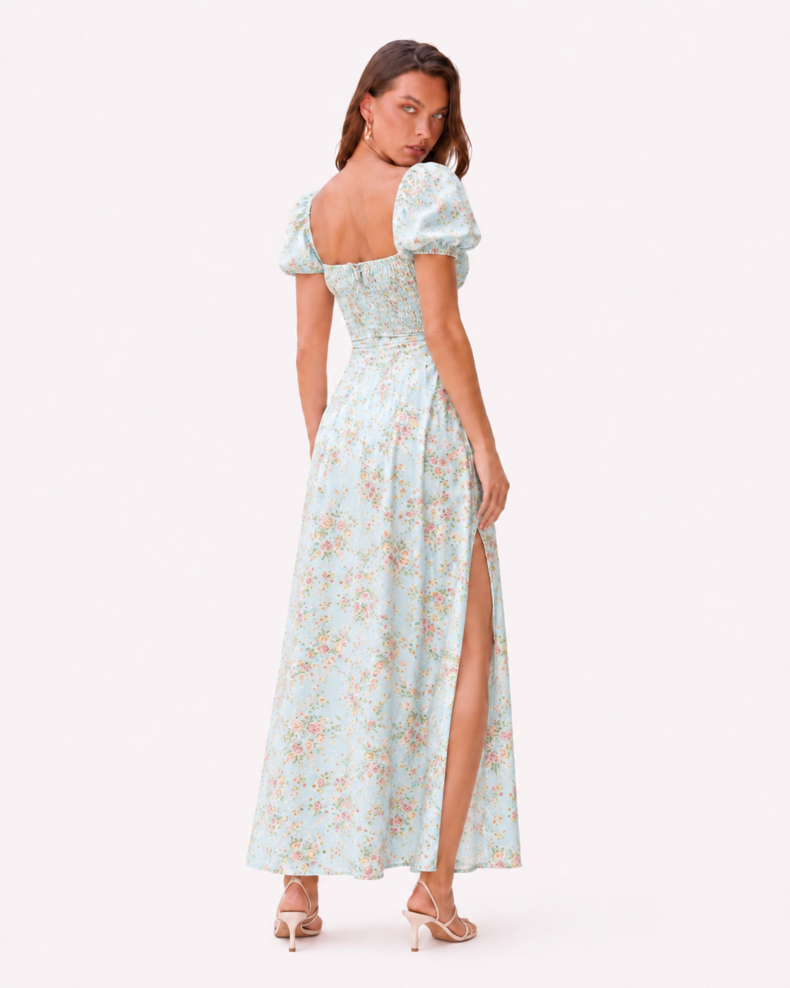 Fashion Puff Sleeve Floral Dress Summer