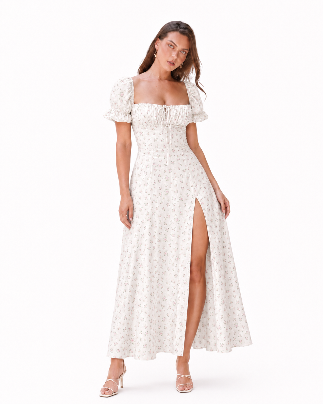Fashion Puff Sleeve Floral Dress Summer