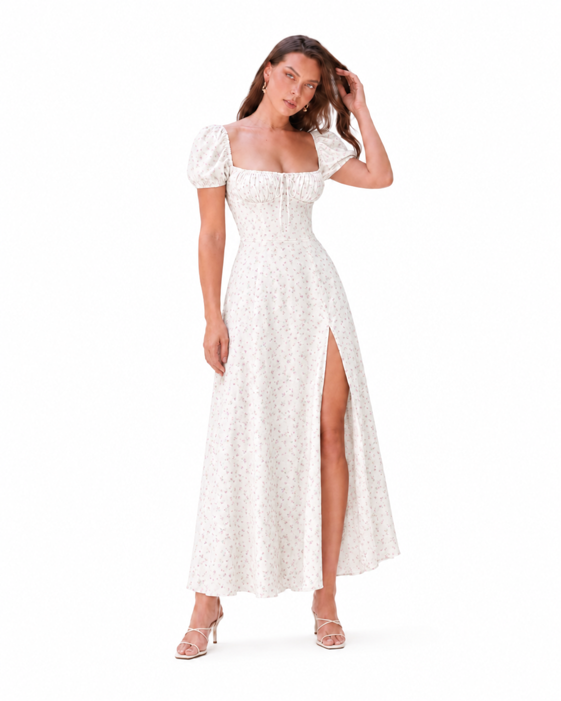Fashion Puff Sleeve Floral Dress Summer