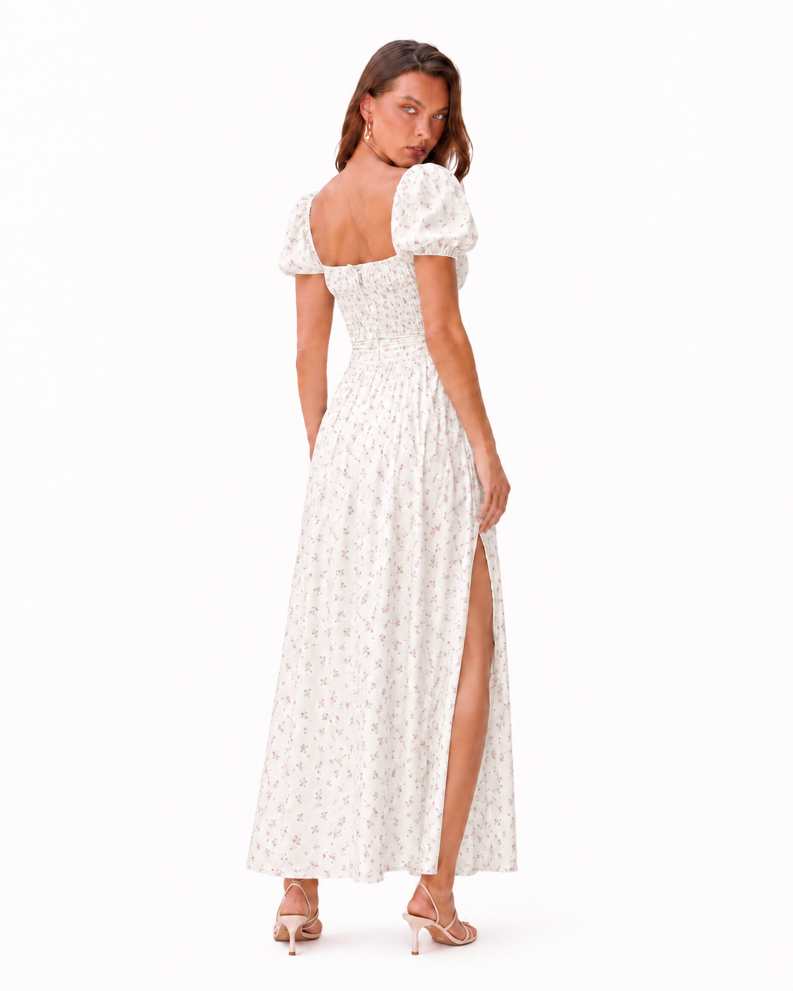 Fashion Puff Sleeve Floral Dress Summer