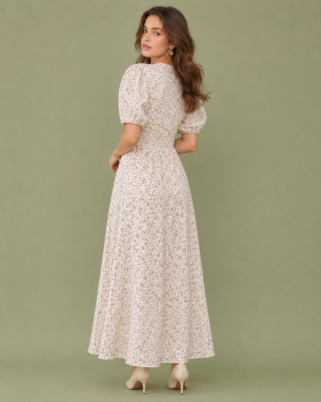 French Elegant Temperament Floral Chiffon Dress