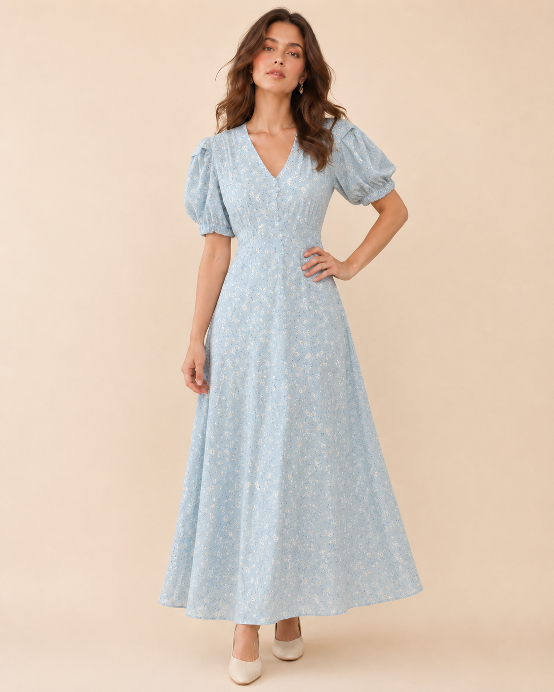 French Elegant Temperament Floral Chiffon Dress