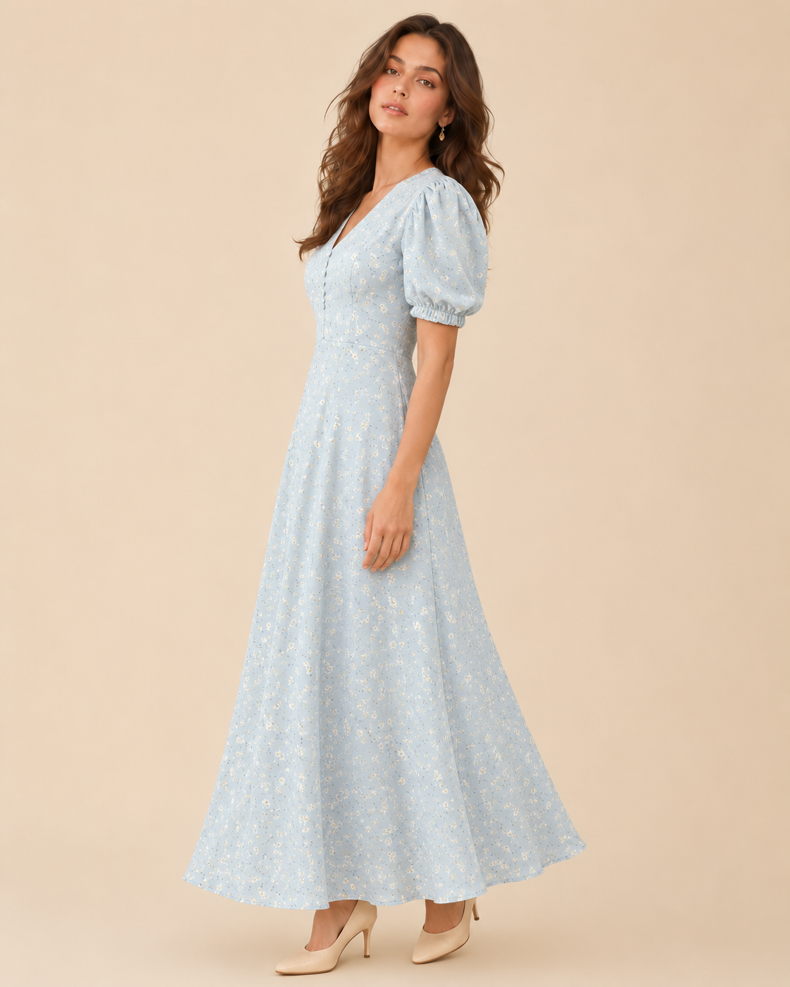 French Elegant Temperament Floral Chiffon Dress