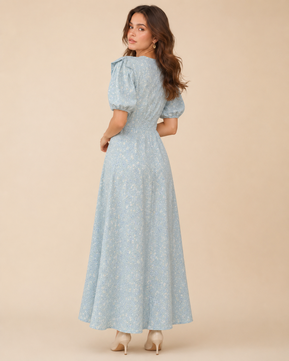 French Elegant Temperament Floral Chiffon Dress