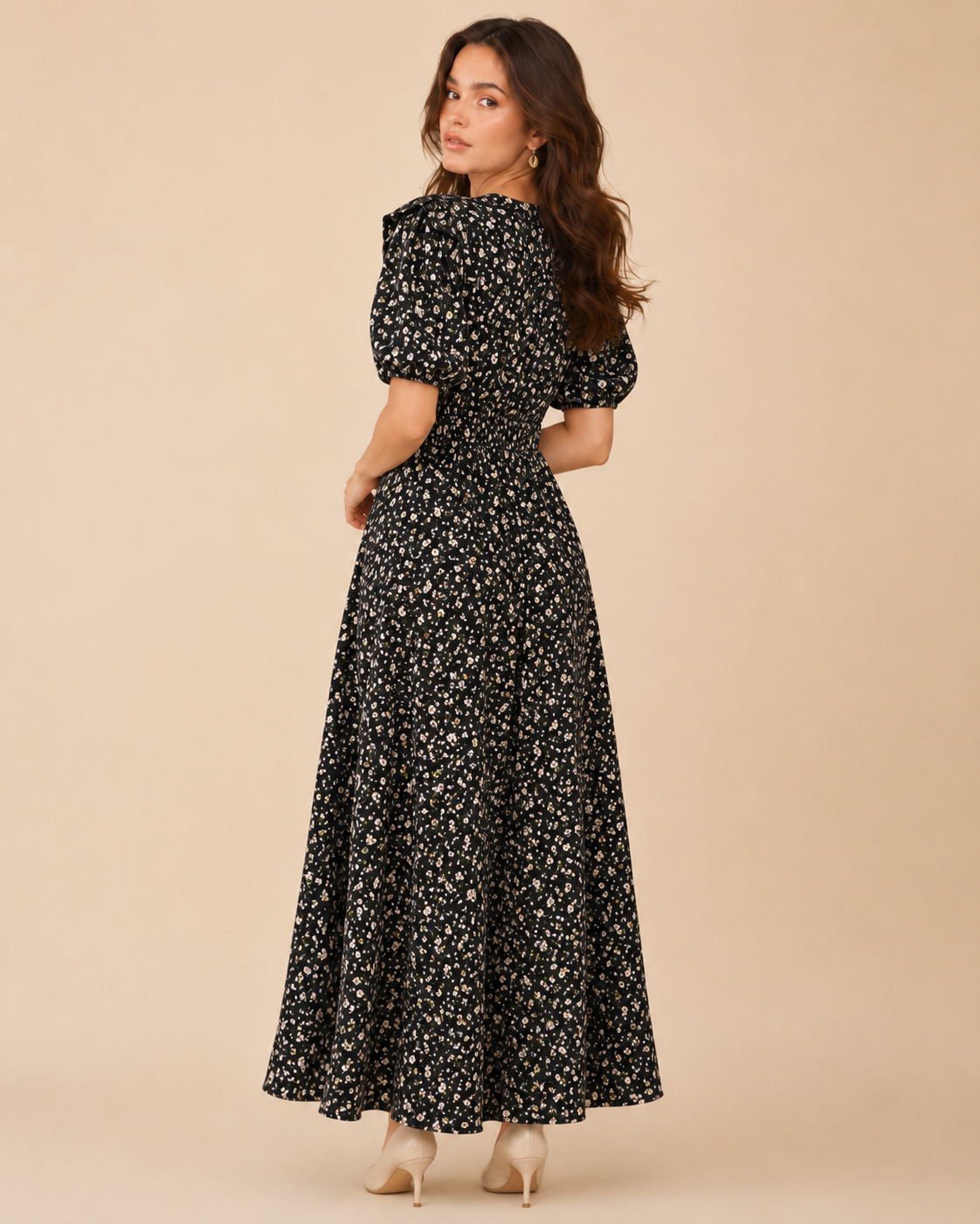 French Elegant Temperament Floral Chiffon Dress