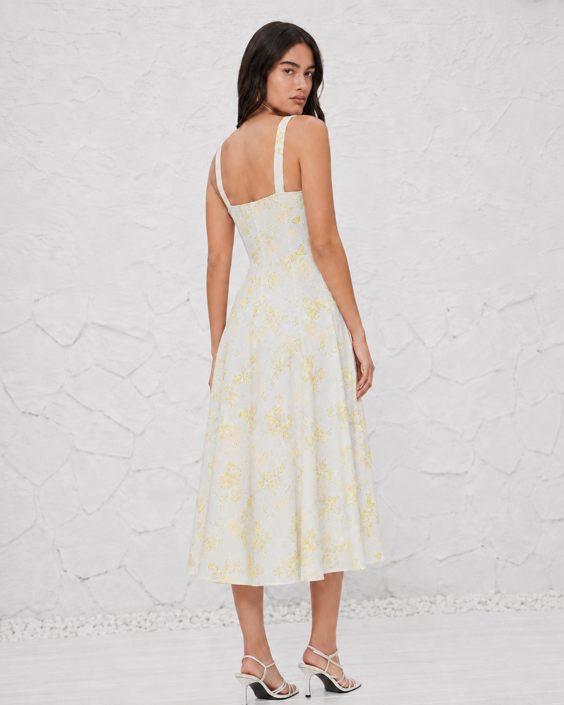 French-style Slip Dress With Side Slit And Print For Women
