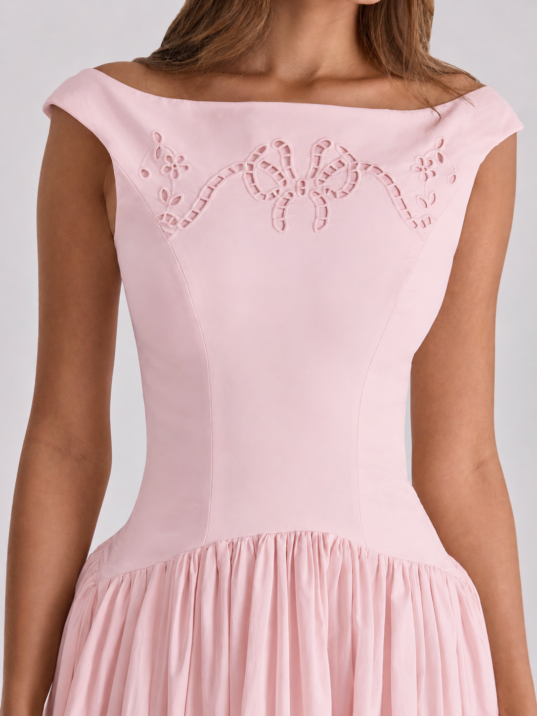 Rosalie Bow Broderie Midi Dress