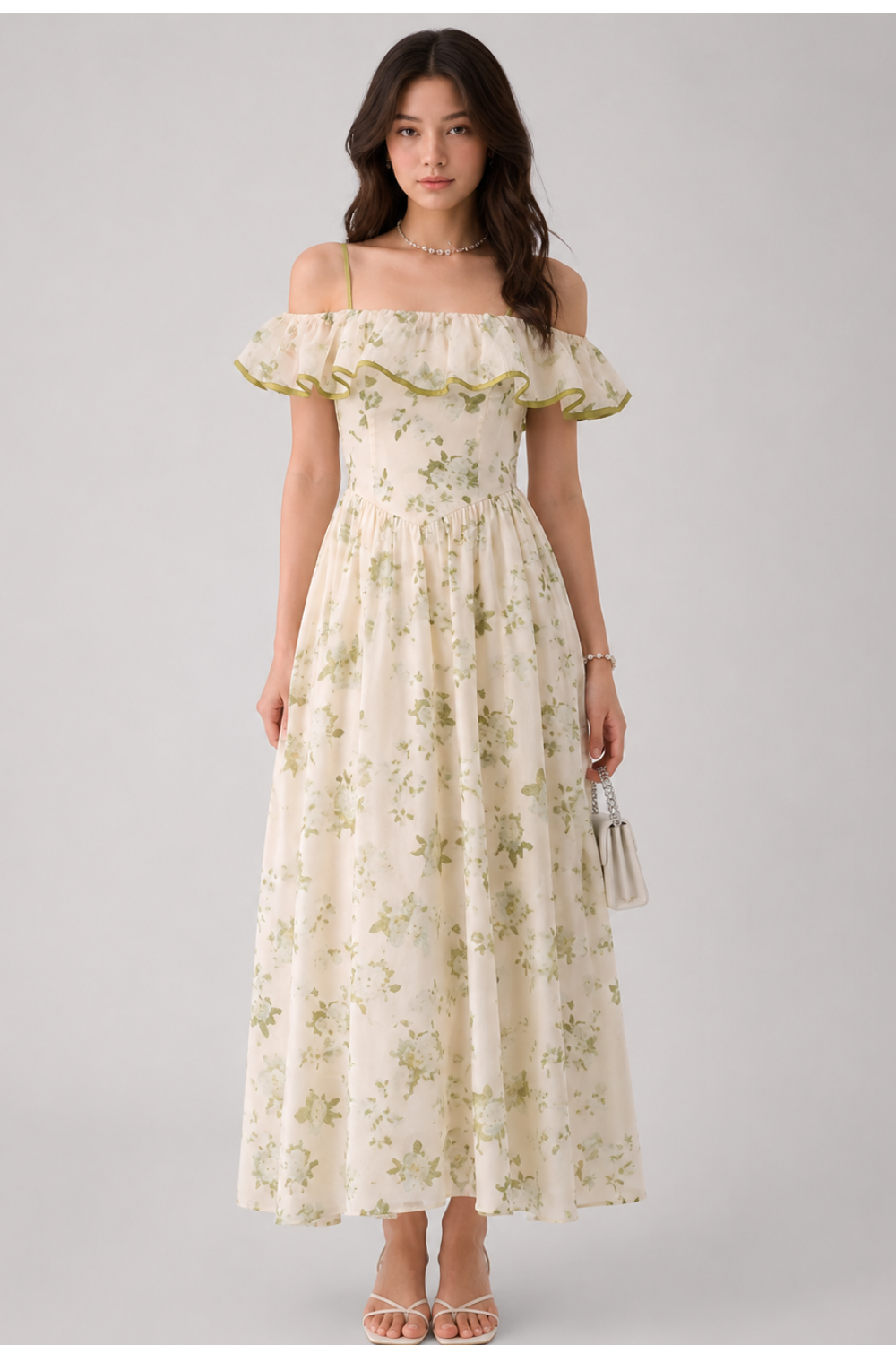 Green Floral Dress For Women In Summer