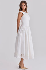 Rosalie Bow Broderie Midi Dress